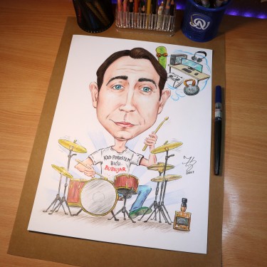 DRUMMER - PORTRAIT CARICATURE, Painting DJUKAN ~ CARICATURES