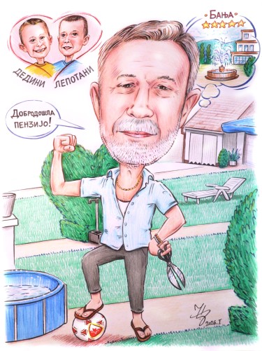 GRANDPA IS RETIRING - CARICATURE PORTRAIT