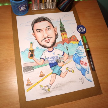 POLUMARATONAC - PORTRET KARIKATURA, Slika ĐUKAN ~ KARIKATURE