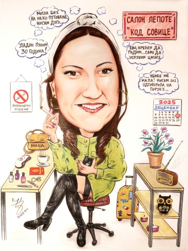 U SALONU LEPOTE - PORTRET KARIKATURA