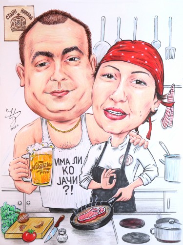 IN THE RESTAURANT KITCHEN - CARICATURE PORTRAIT