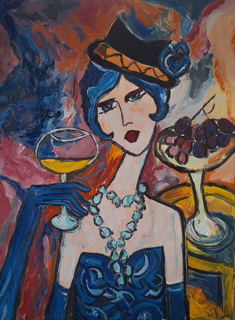 Lady with the blue glove, Painting ZazaRa