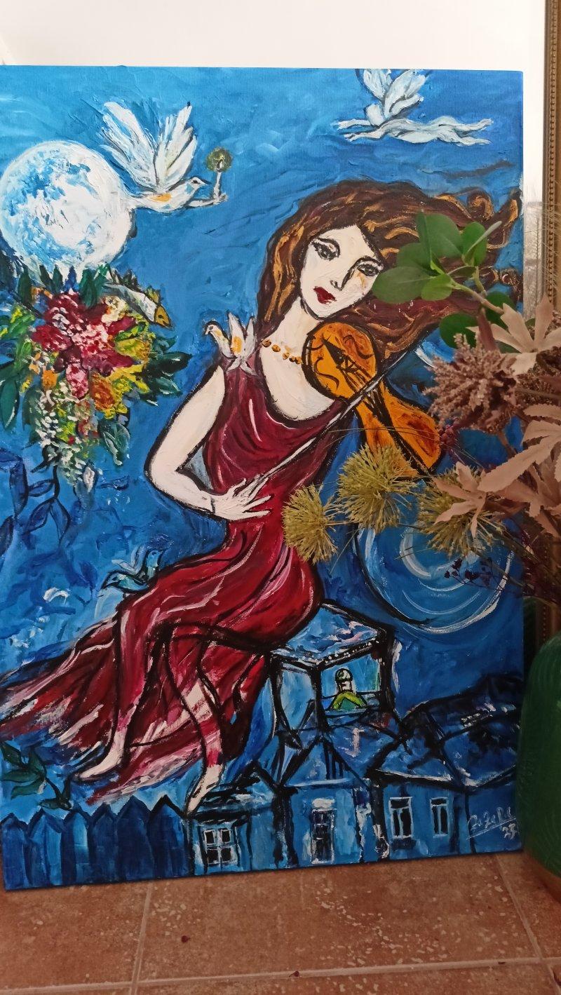 "Violine on the roofs", Painting ZazaRa