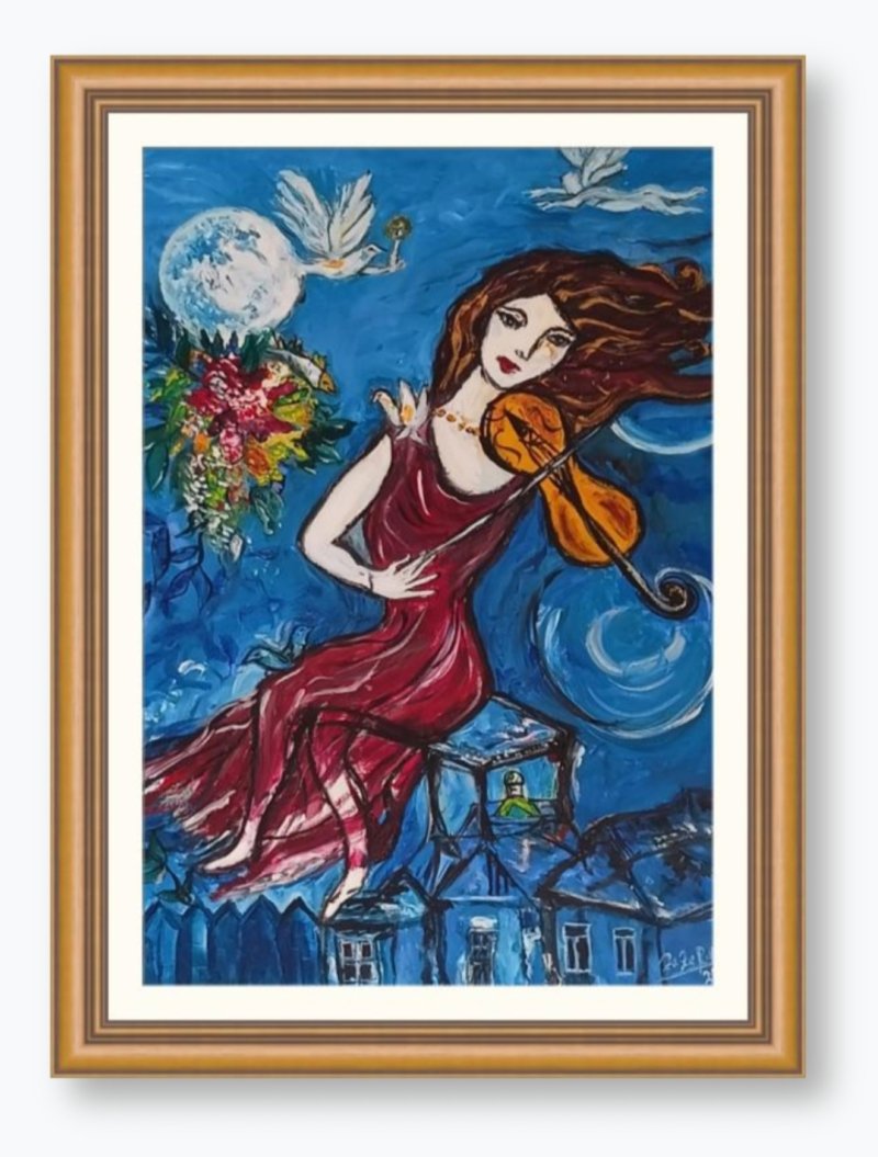 "Violine on the roofs", Painting ZazaRa