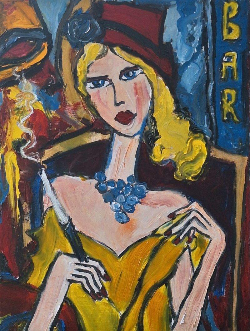 Lady with cigarette, Painting ZazaRa