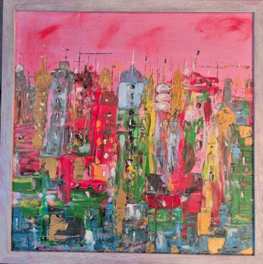 Pink town, Painting Arielart