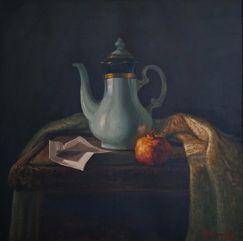 Still life with teapot, Painting Zeljko Ivanovic