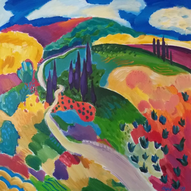 White road of Tuscany, Painting Ristić Olja