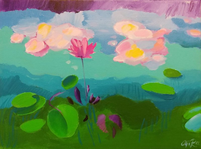 Water lilies, Painting Ristić Olja