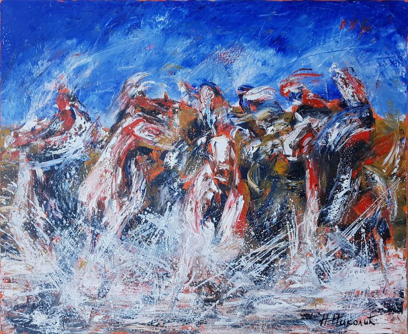 Horse riders, Painting Nikolić Nikola