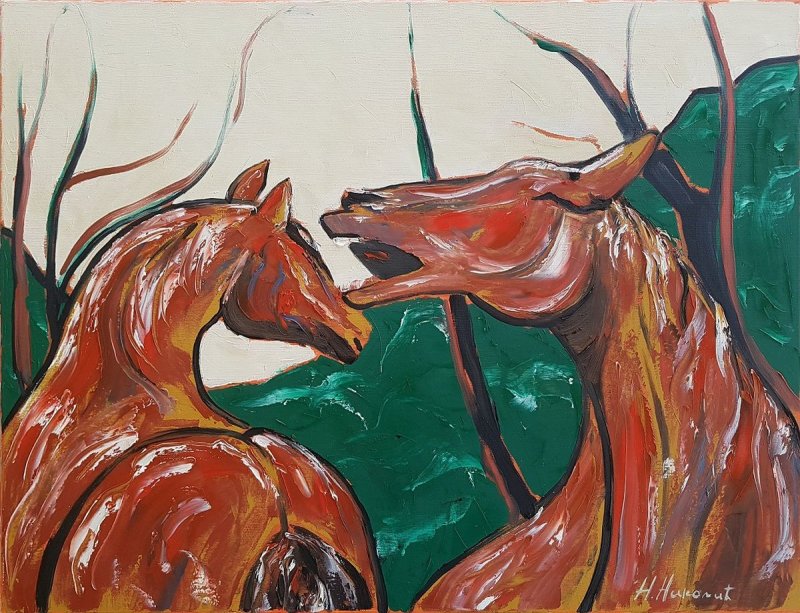 wild horses, Painting Nikolić Nikola