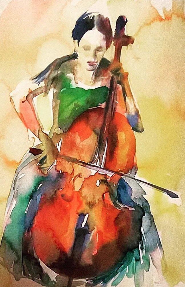 Violončelo, Slika Andjela Miloševic