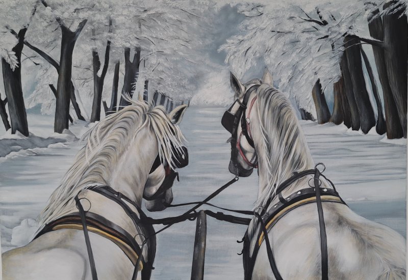 Winter idyll, Painting Križanović Marijana