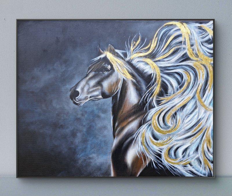 Horse with a golden mane, Painting Križanović Marijana