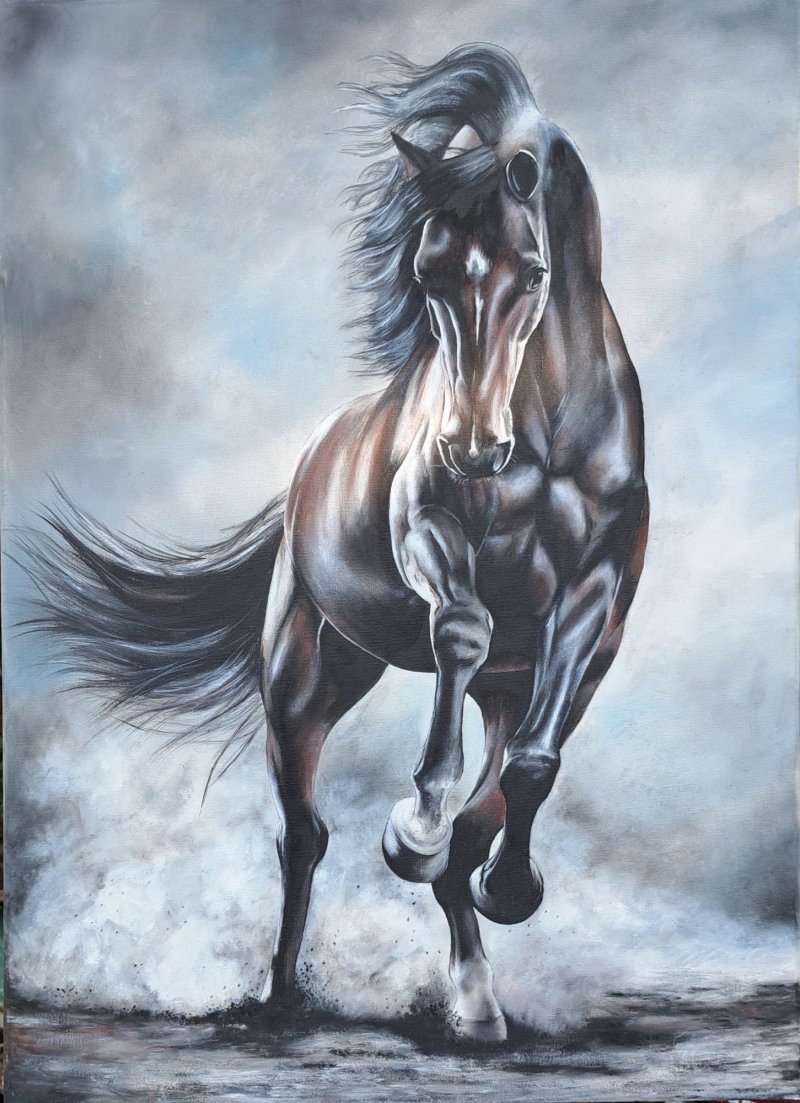 Playful horse, Painting Križanović Marijana