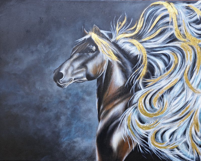 Horse with a golden mane, Painting Križanović Marijana