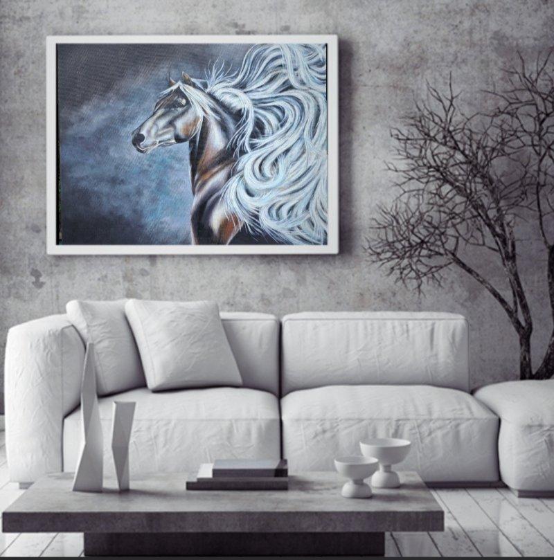 Horse with a golden mane, Painting Križanović Marijana