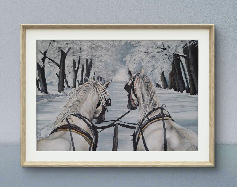 Winter idyll, Painting Križanović Marijana