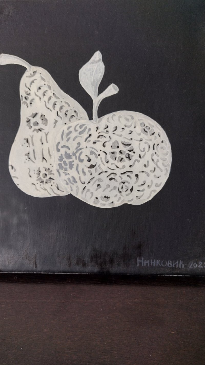 Fruit in white, Painting Ninković Zoran