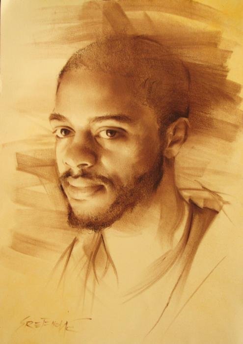 Mike Scott, portrait, Painting Portreti, Sretenovic Miroljub