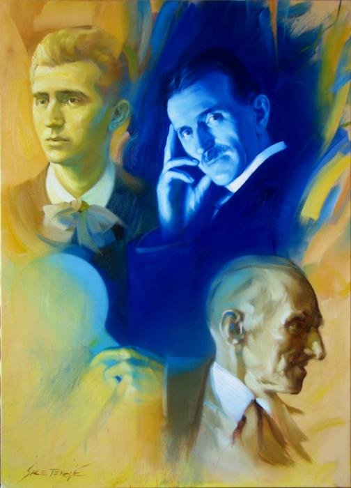 Portrait of Tesla, Painting Portreti, Sretenovic Miroljub