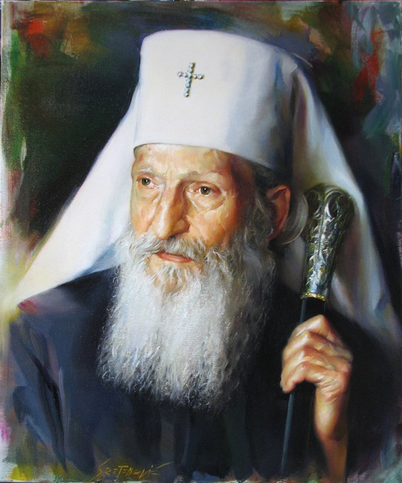 Portrait of Patriarch Pavle 1, Painting Portreti, Sretenovic Miroljub