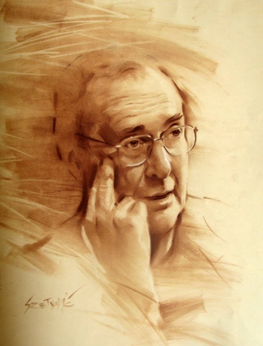 Portrait of H. Pinter, Painting Portreti, Sretenovic Miroljub