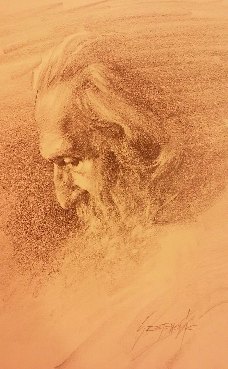 Portrait, Patriarch Pavle, drawing, Drawing Portreti, Sretenovic Miroljub