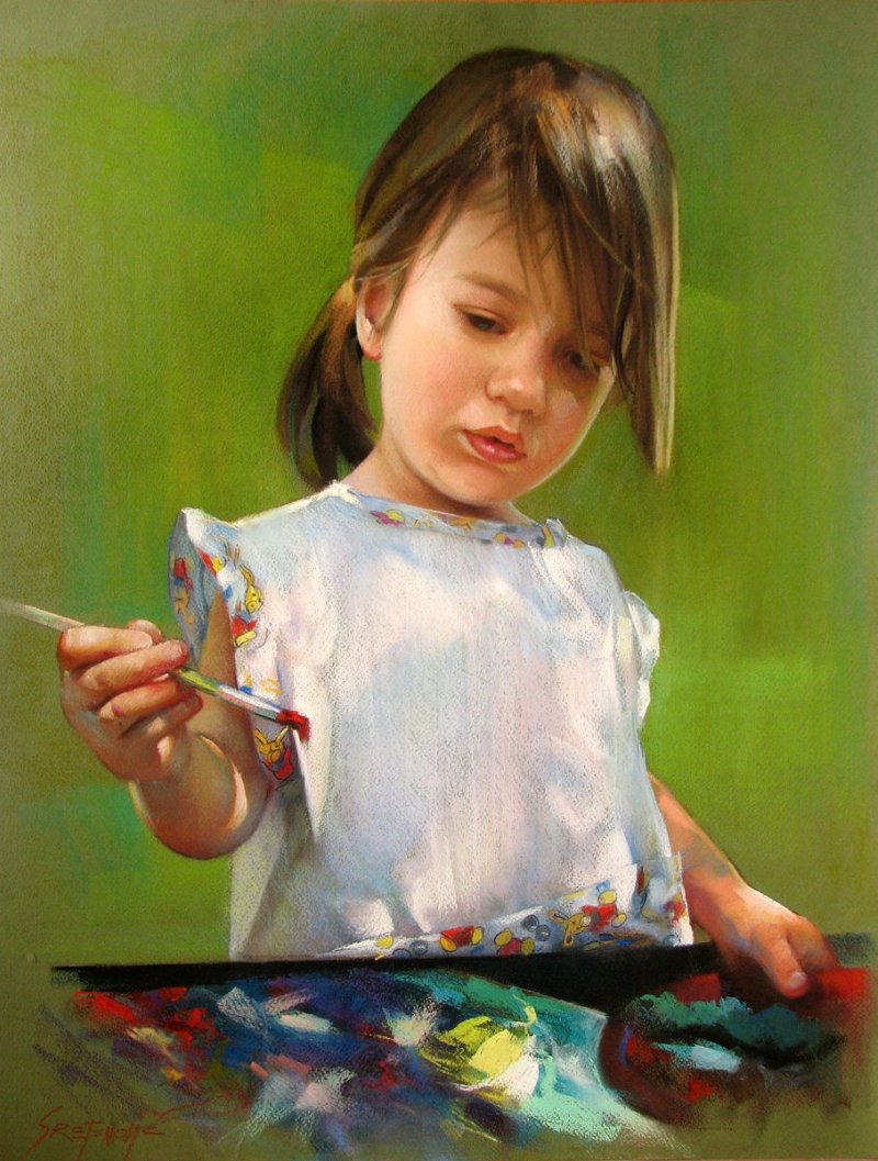 Portrait of a girl painting, Painting Portreti, Sretenovic Miroljub