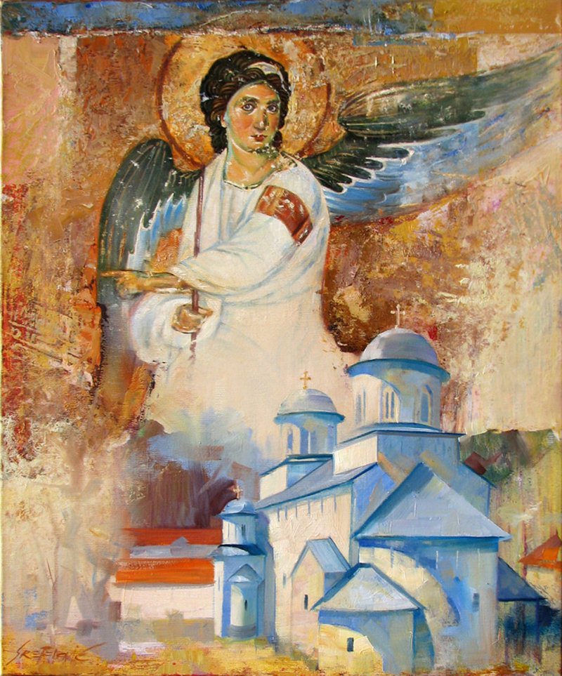 White Angel, Painting Portreti, Sretenovic Miroljub