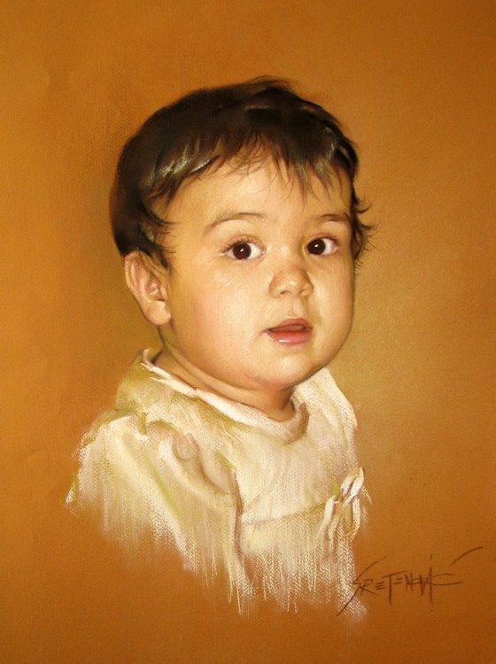 Portrait of little Jovana, Painting Portreti, Sretenovic Miroljub