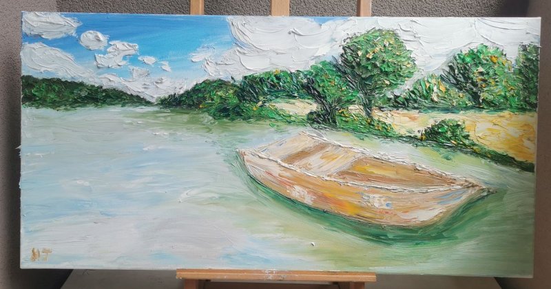 Boat on the Tisa, Painting Nikolina Generalović
