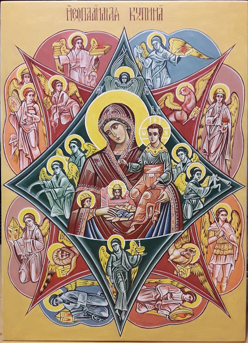 The Icon of the Theotokos Burning Bush, Painting Pravoslavne Ikone