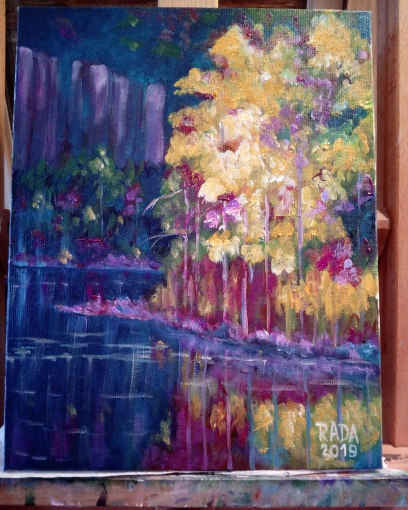 Autum on river, Painting Stevanović Rada