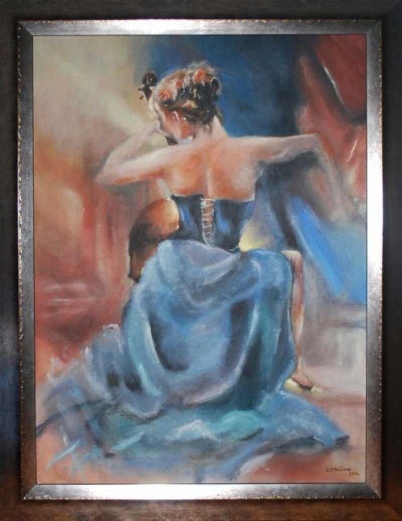 Girl Playing the Double Bass, Painting Savić Svetlana