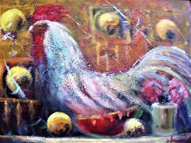 rooster 4, Painting Antić Bojan