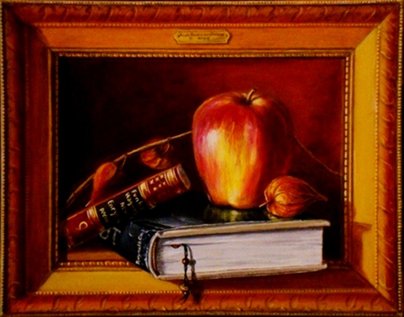 Aple book and Frame, Painting Dobrosavljevic Nino