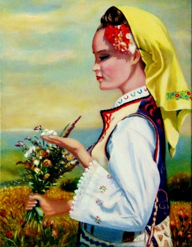 Flora or a girl in a Serbian costume