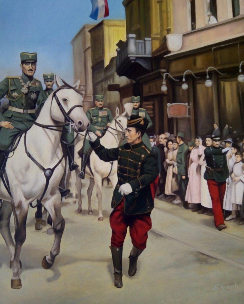 Picture "Regent and Duke in Zagreb on June 24, 1920., Painting Djukic Borisav