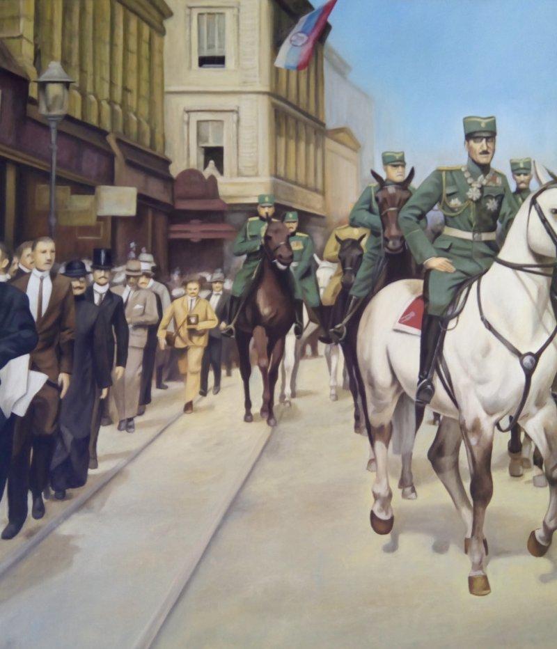Picture "Regent and Duke in Zagreb on June 24, 1920., Painting Djukic Borisav