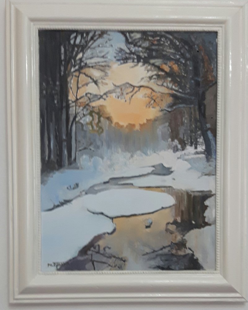 Sunset in the winter period, Painting Markovic Branka