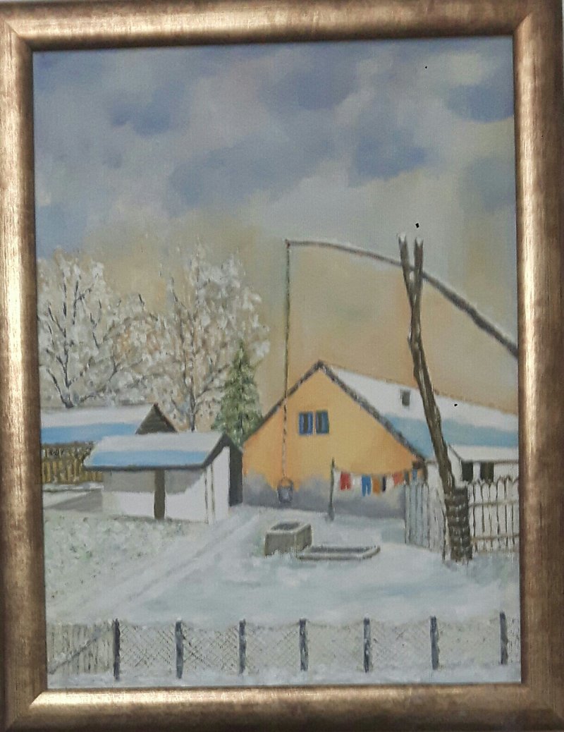 A country courtyard under the snow, Painting Markovic Branka