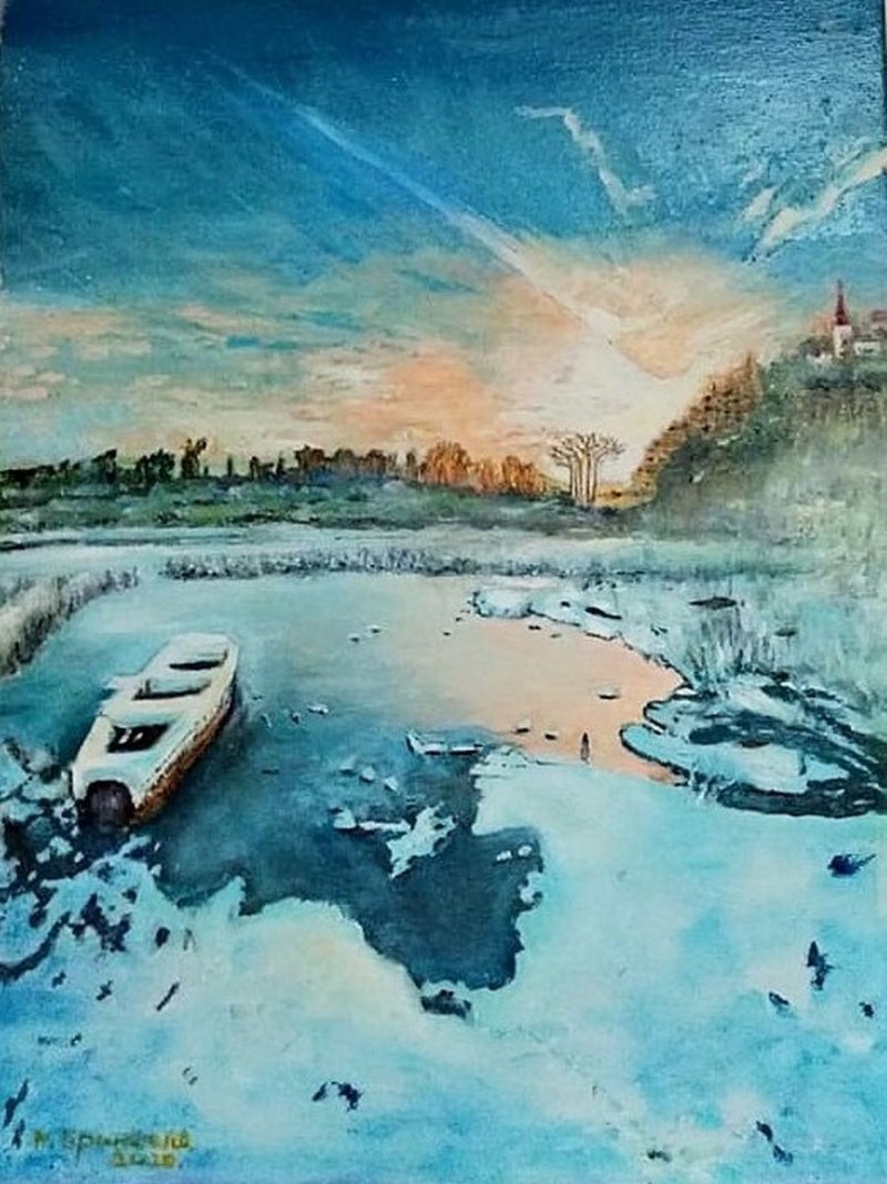 Winter sunset, Painting Markovic Branka