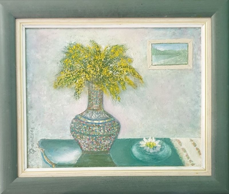 Mimose in vase, Painting Markovic Branka
