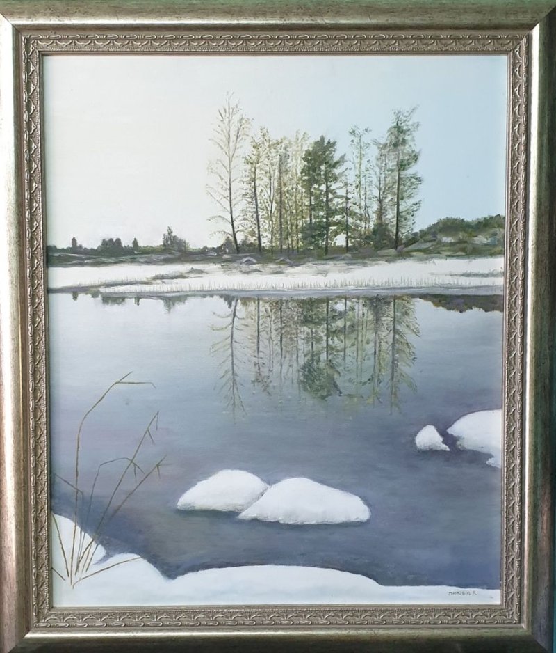 winter at river, Painting Markovic Branka