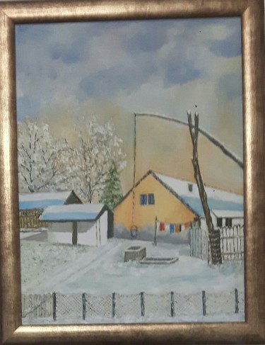 A country courtyard under the snow
