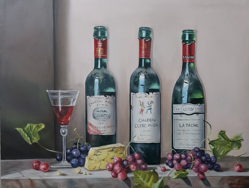 Bottles of wine, Painting Vujinovic Vesna