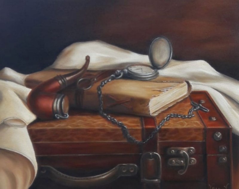 Stil life-suitcase, Painting Vujinovic Vesna