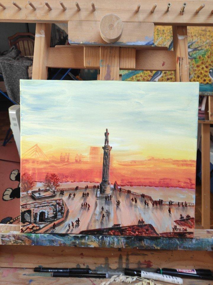 Magical Sunset on Kalemegdan Belgrade, Painting Arsenović Jelena