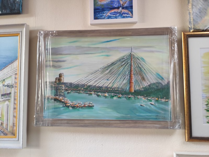 Beograd The bridge on Ada, Painting Arsenović Jelena